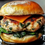 Cheddar Spinach Chicken Burgers