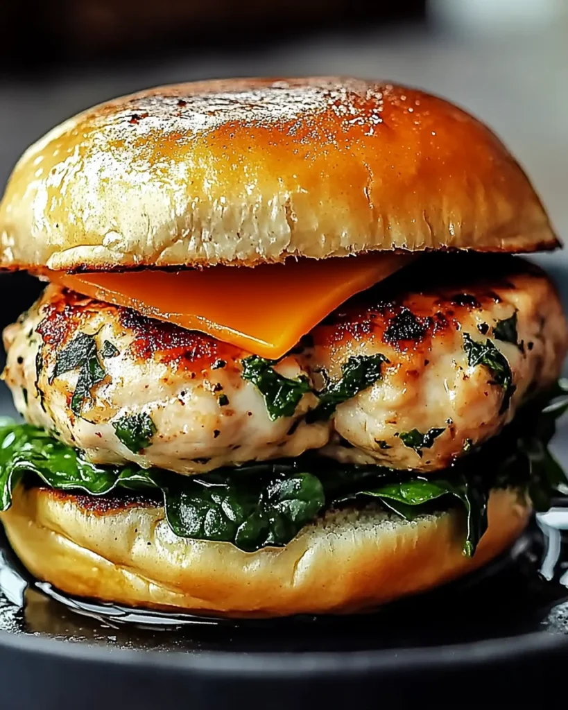 Cheddar Spinach Chicken Burgers