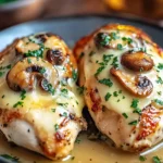 Cheesy Garlic Butter Mushroom Stuffed Chicken