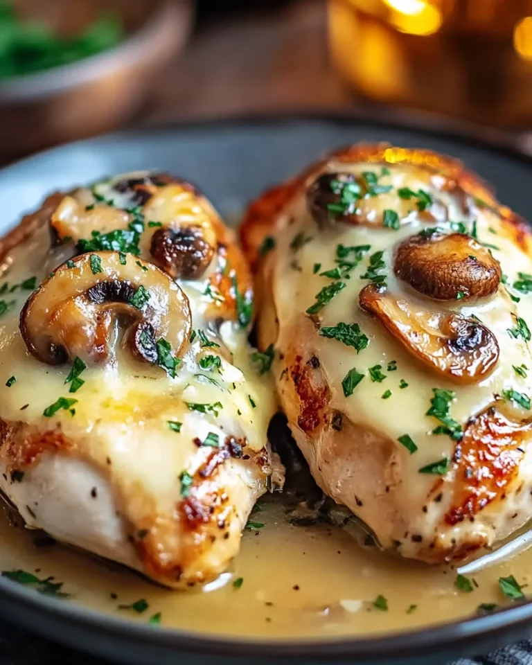 Cheesy Garlic Butter Mushroom Stuffed Chicken