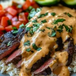 Steak with Queso and Rice