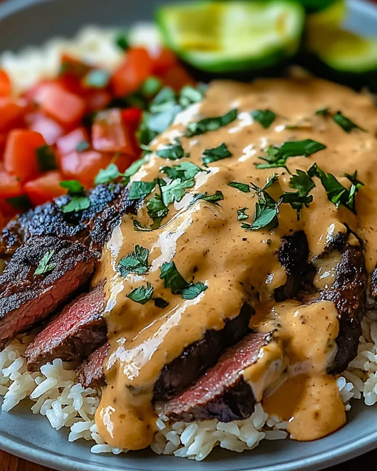 Steak with Queso and Rice