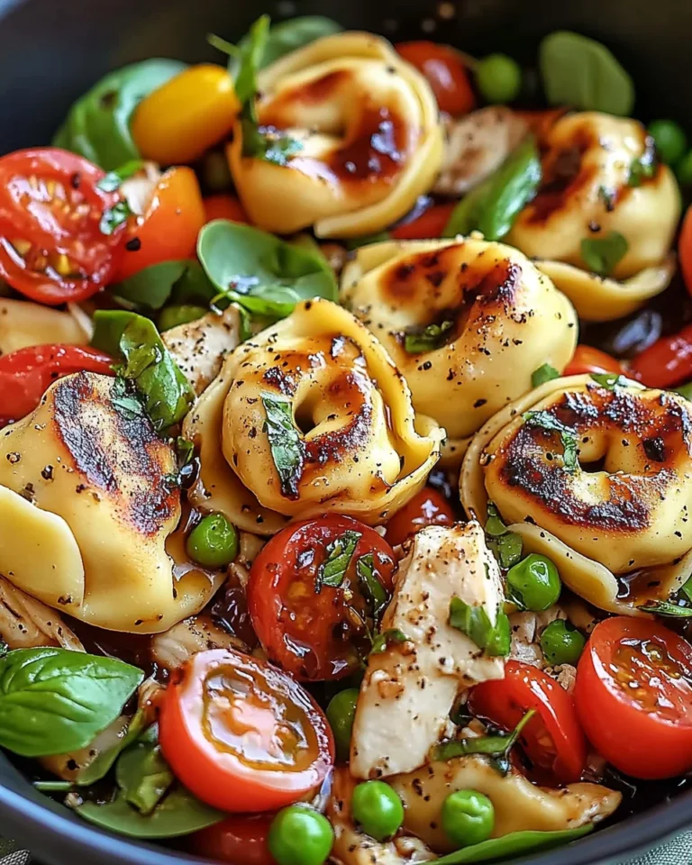 Warm Balsamic Chicken Tortellini Salad