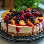 Summer Berry and Peach Cheesecake