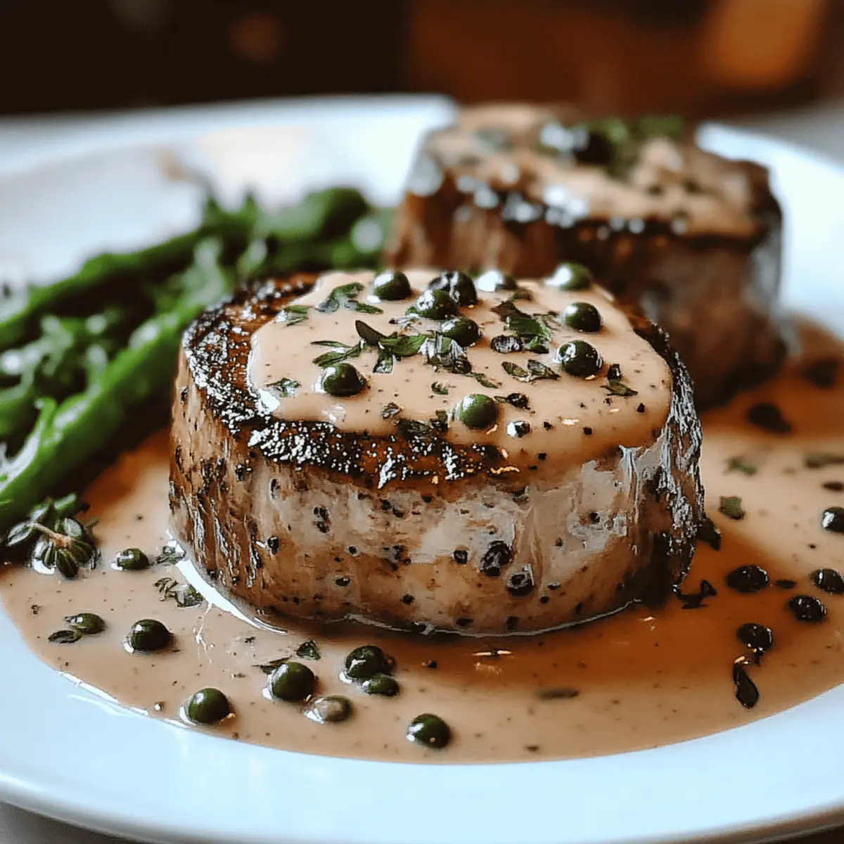 Filet Mignon with Peppercorn Sauce