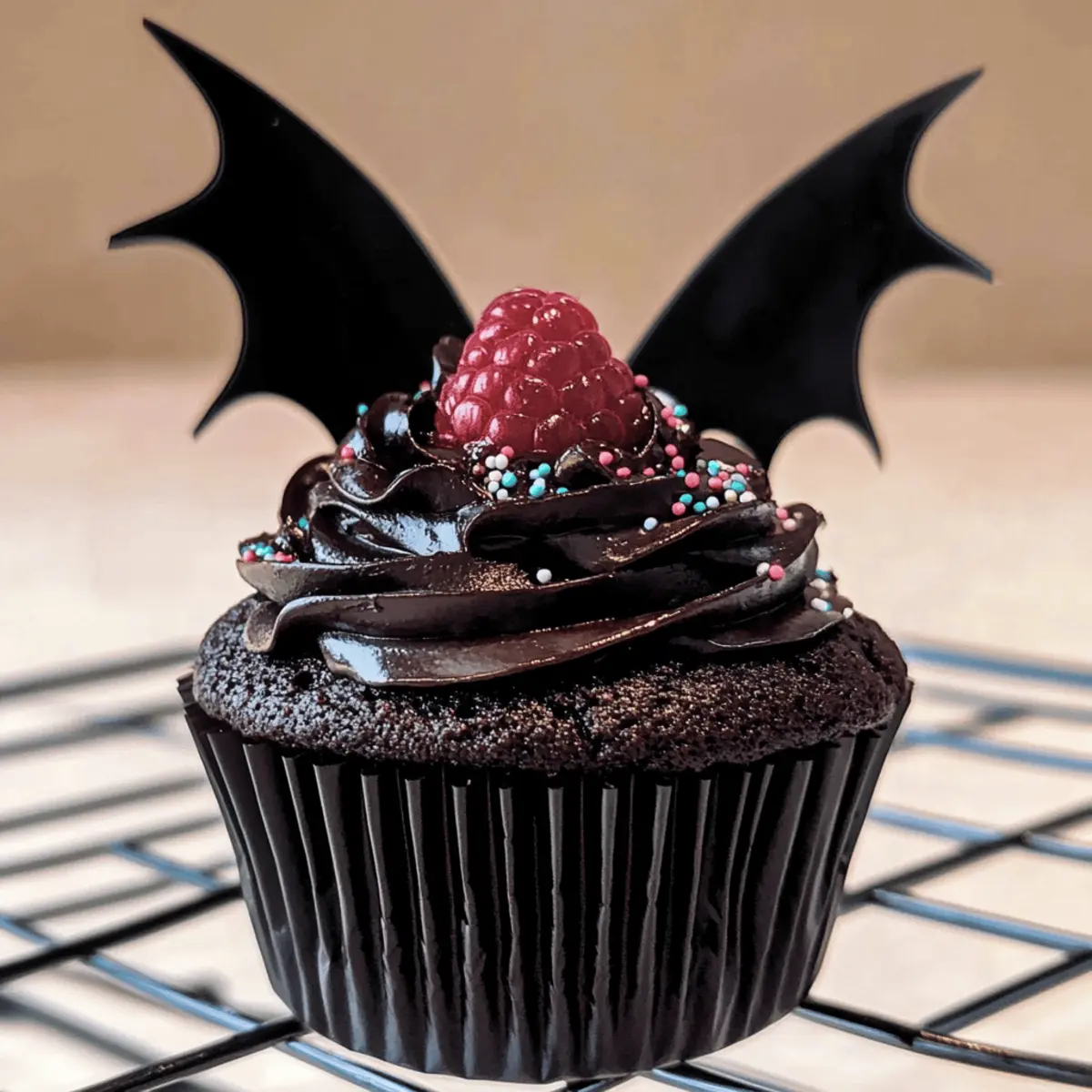 Black Velvet Cupcakes with Raspberry Filling
