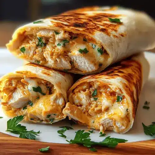 Ooey-Gooey Cheesy Garlic Chicken Wraps