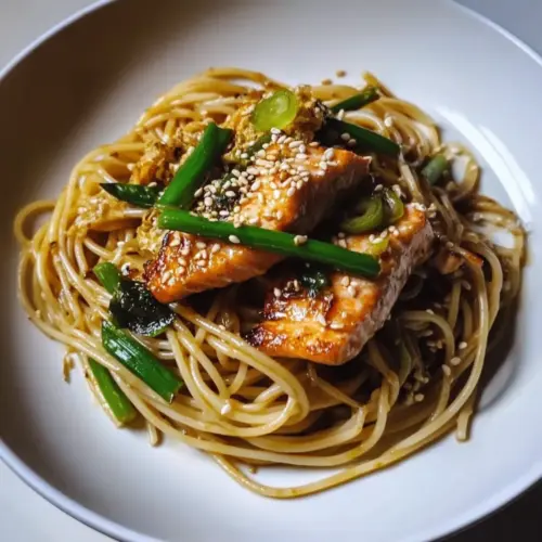 Japanese Pan-fried Salmon Pasta
