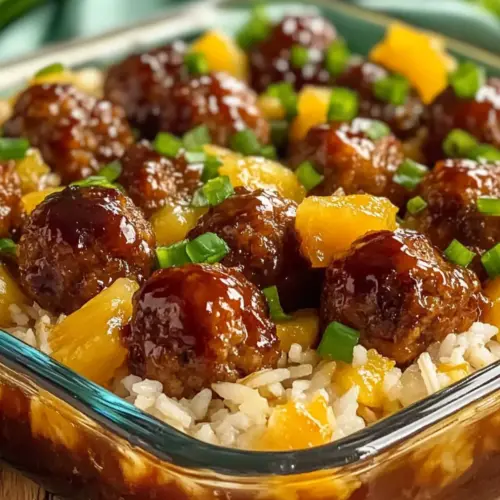 Hawaiian Pineapple Meatball Bake