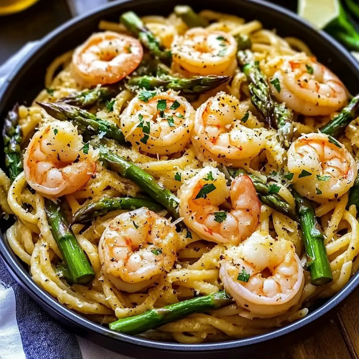 Shrimp Scampi Pasta with Asparagus