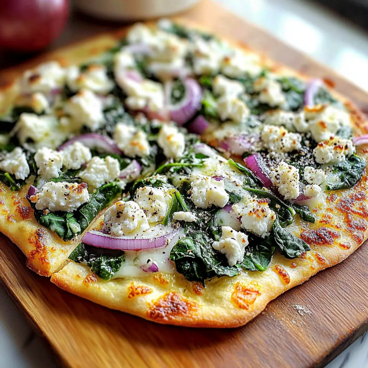 Spinach Feta Flatbread Pizza