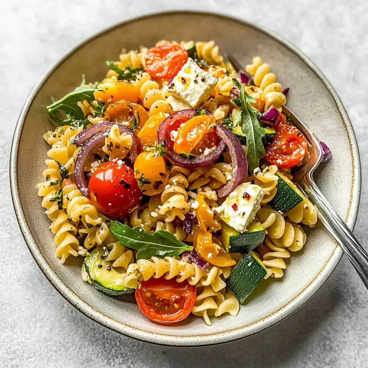 Roasted Veggie Pasta with Feta