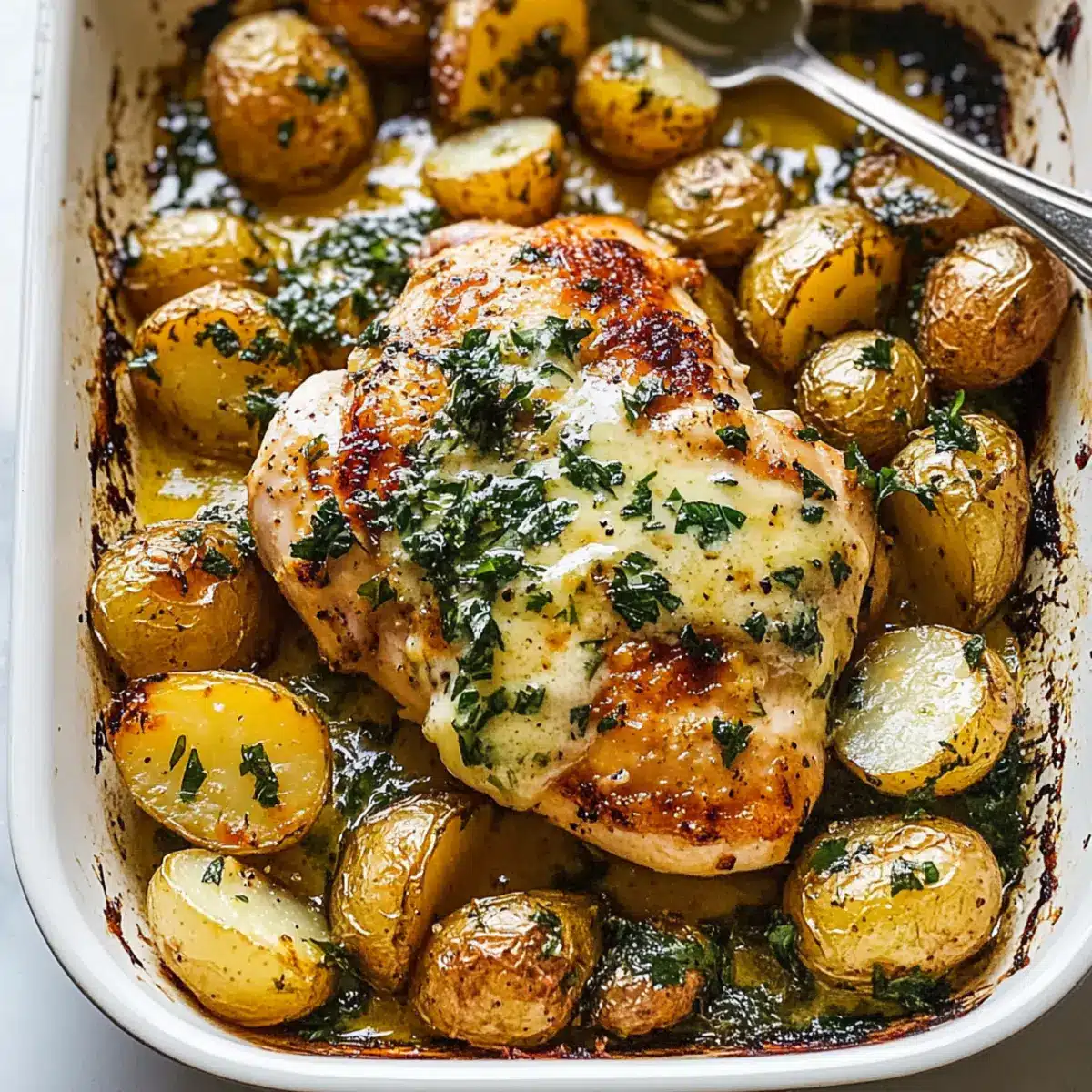 Garlic Parmesan Chicken & Crispy Roasted Potatoes