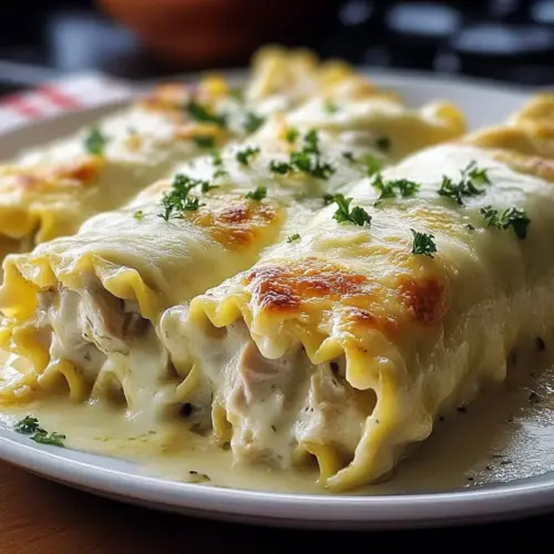 Chicken Alfredo Lasagna Rolls