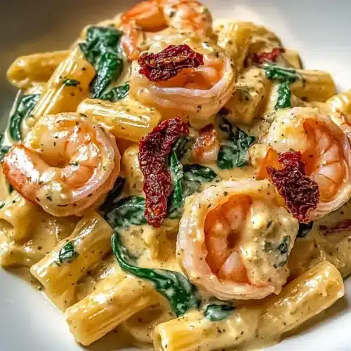 Sun-Dried Tomato Shrimp with Spinach Pasta