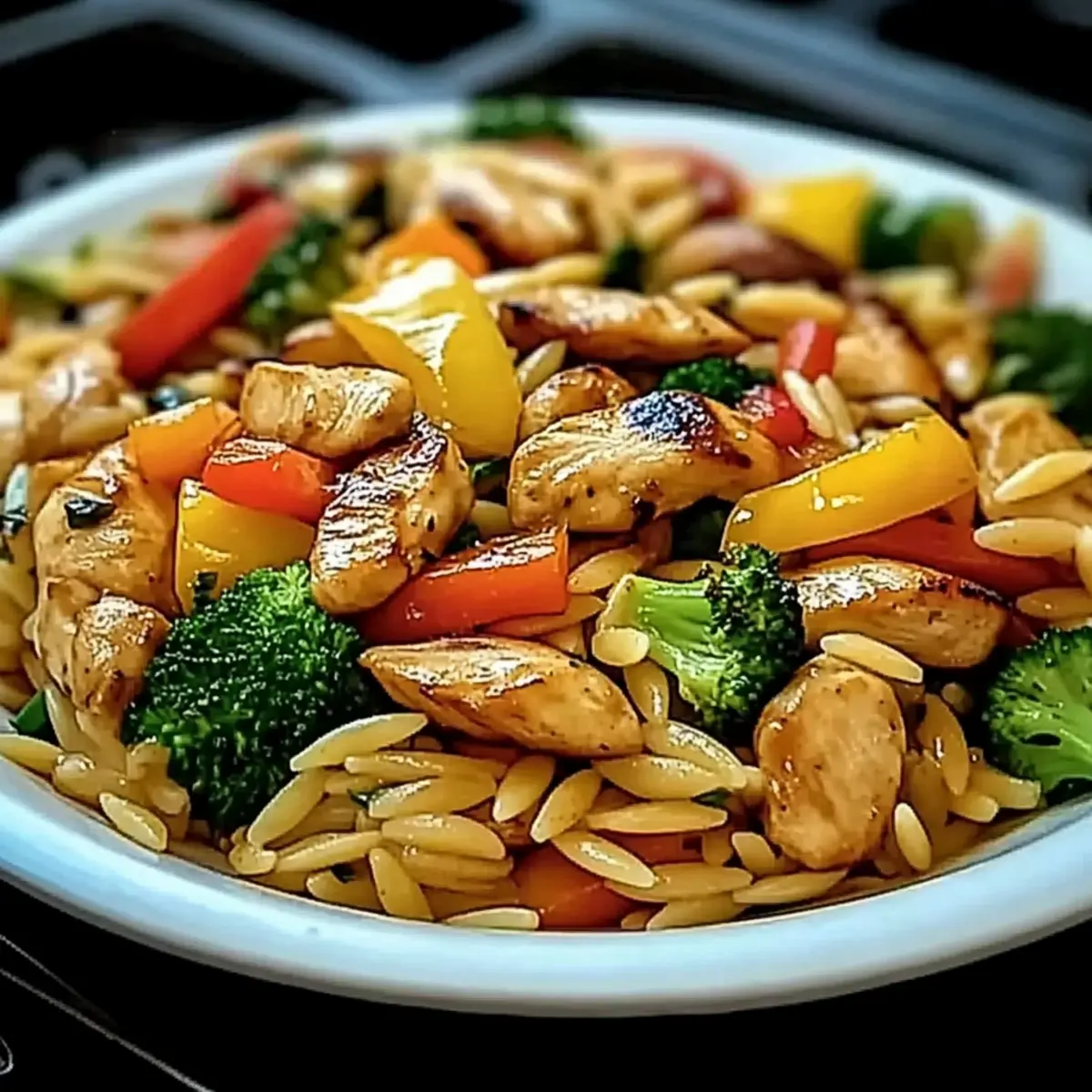 Lemon Chicken & Veggie Orzo Stir Fry
