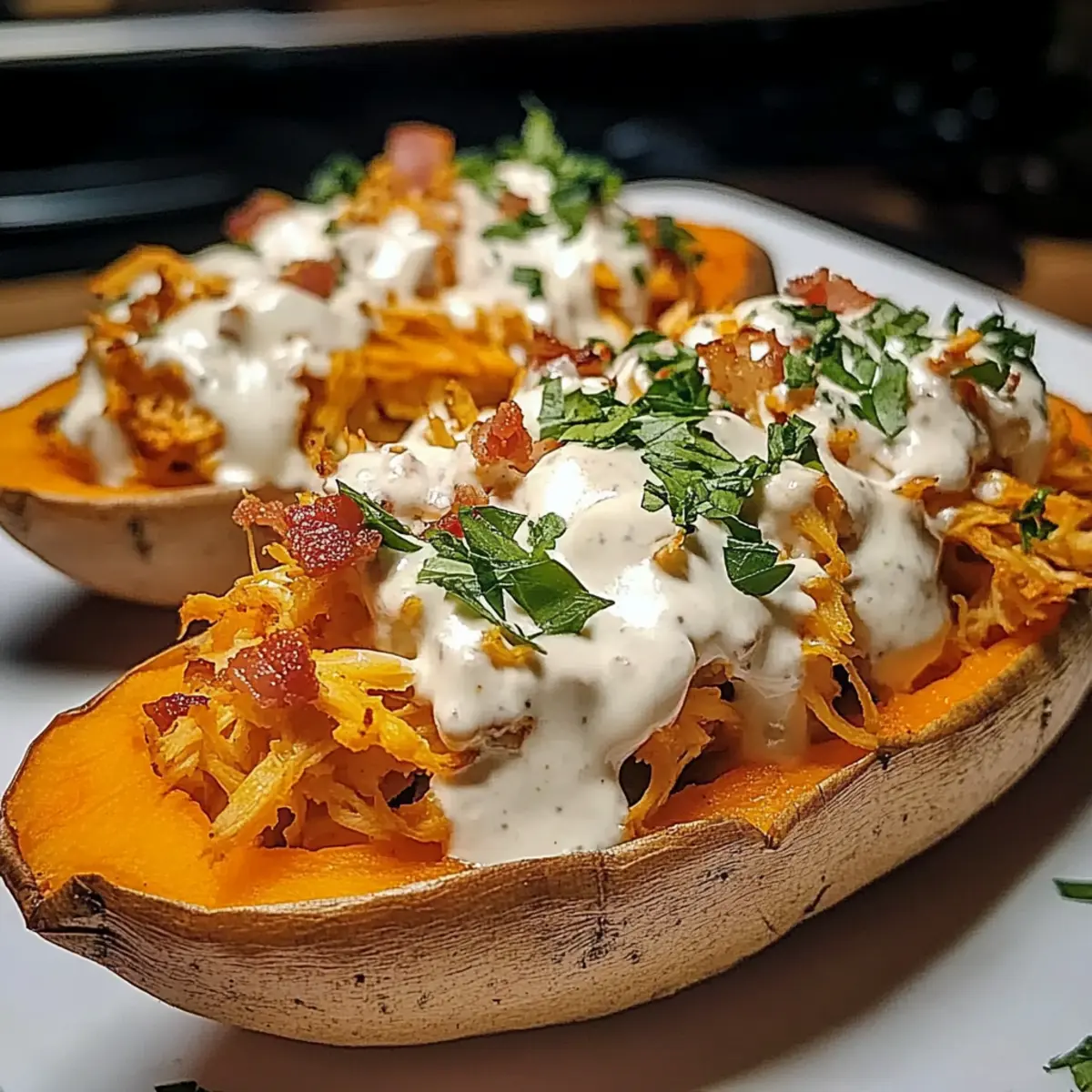 Crack Chicken Stuffed Sweet Potatoes Bake