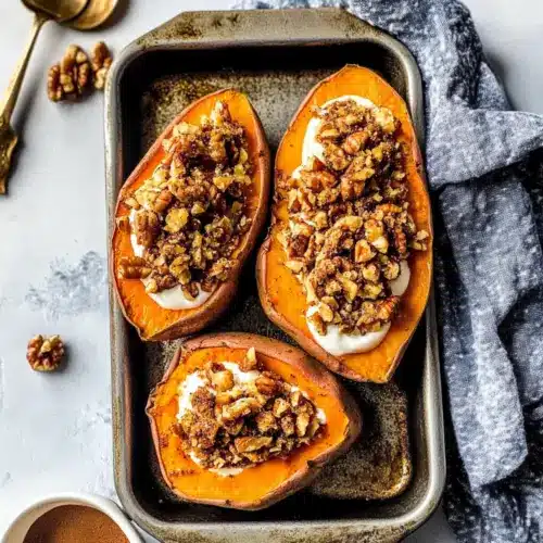 Maple Walnut Twice Baked Sweet Potatoes