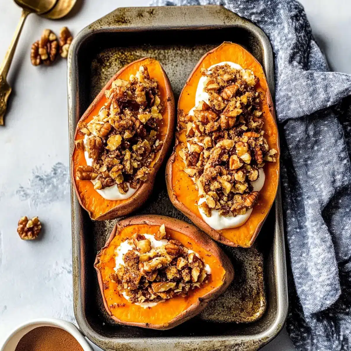 Maple Walnut Twice Baked Sweet Potatoes