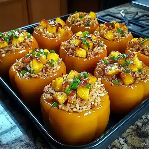 Teriyaki Pineapple Chicken and Rice Stuffed Peppers