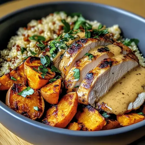 Maple Dijon Chicken & Sweet Potato Bowls