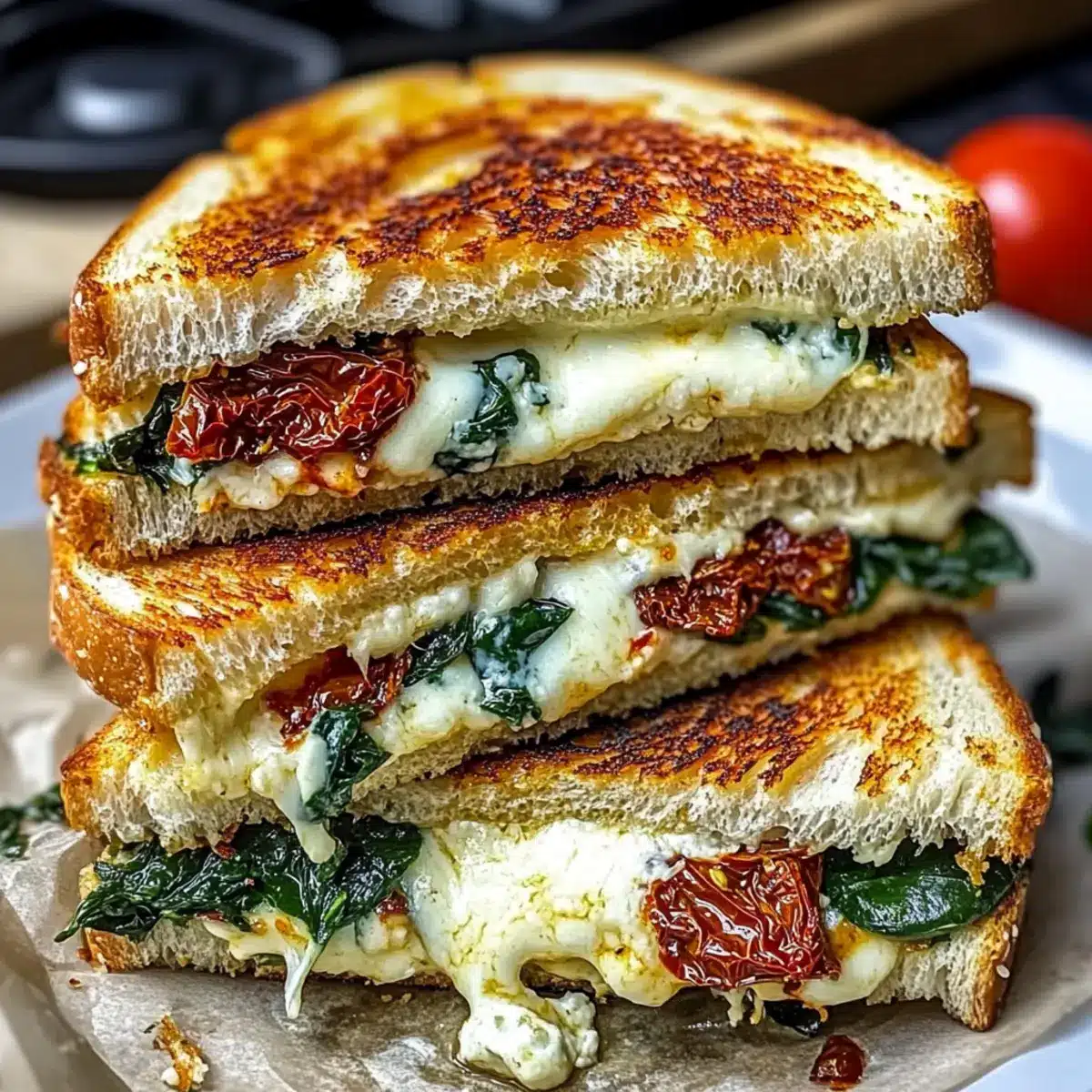 Sun-Dried Tomato, Spinach, and Ricotta Grilled Cheese