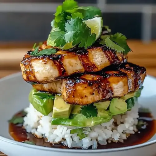 Honey Lime Chicken & Avocado Rice Stack