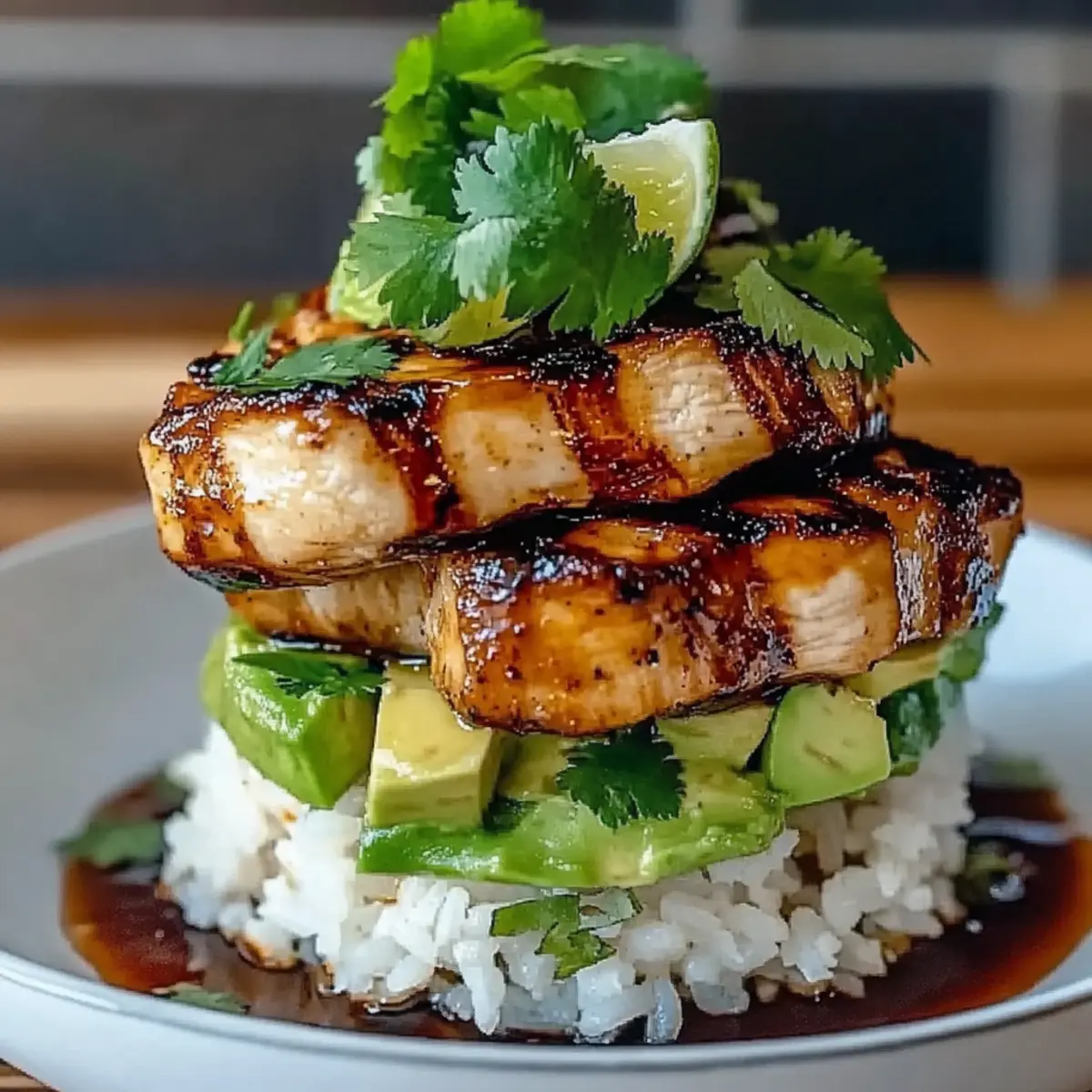 Honey Lime Chicken & Avocado Rice Stack