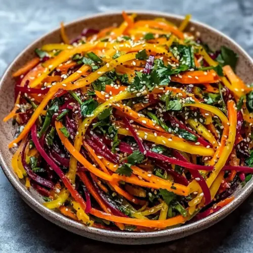 Shaved Rainbow Carrot Sesame Salad