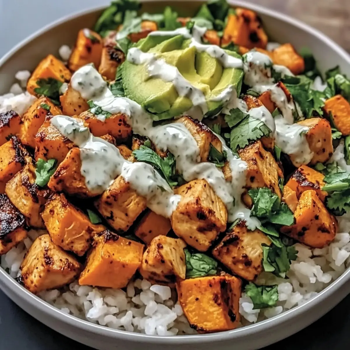 Chicken Sweet Potato Rice Bowl