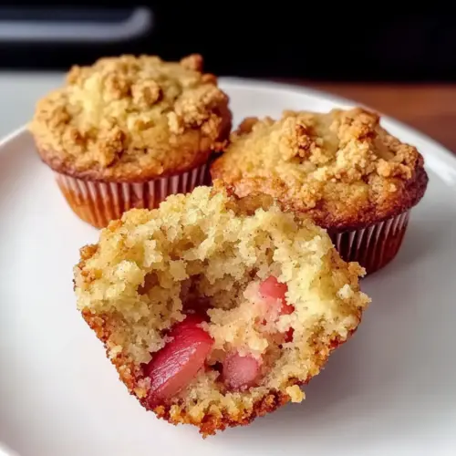 Healthy Rhubarb Crumble Muffins