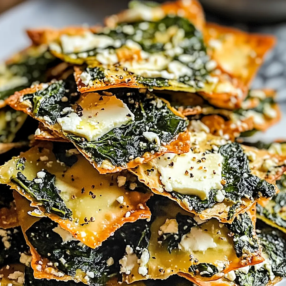 Mediterranean Spinach and Feta Cheese Crisps