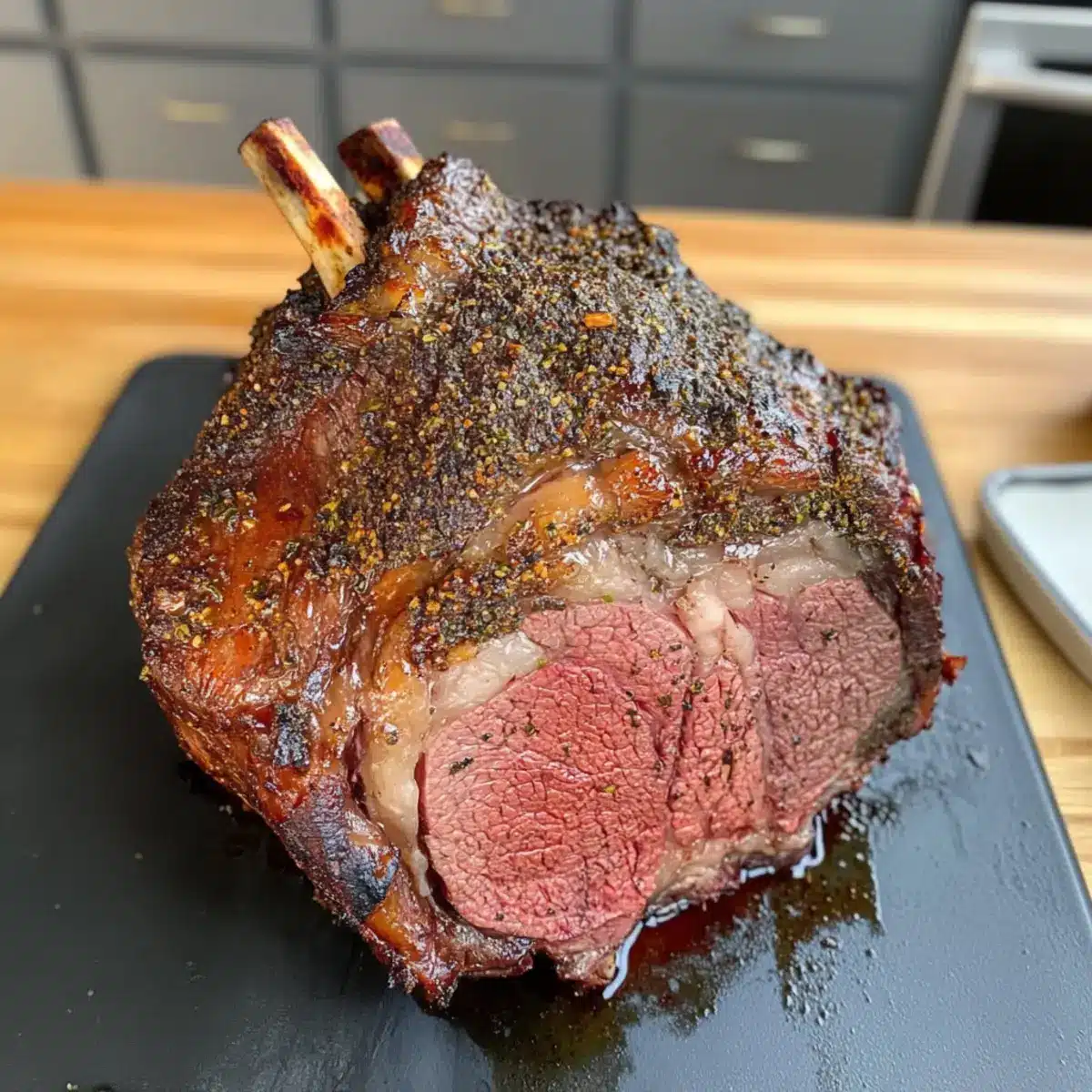 Smoke Prime Rib with a Herb Crusted Garlic Butter