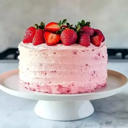 Mother's Day Strawberry Layer Cake with Strawberry Frosting