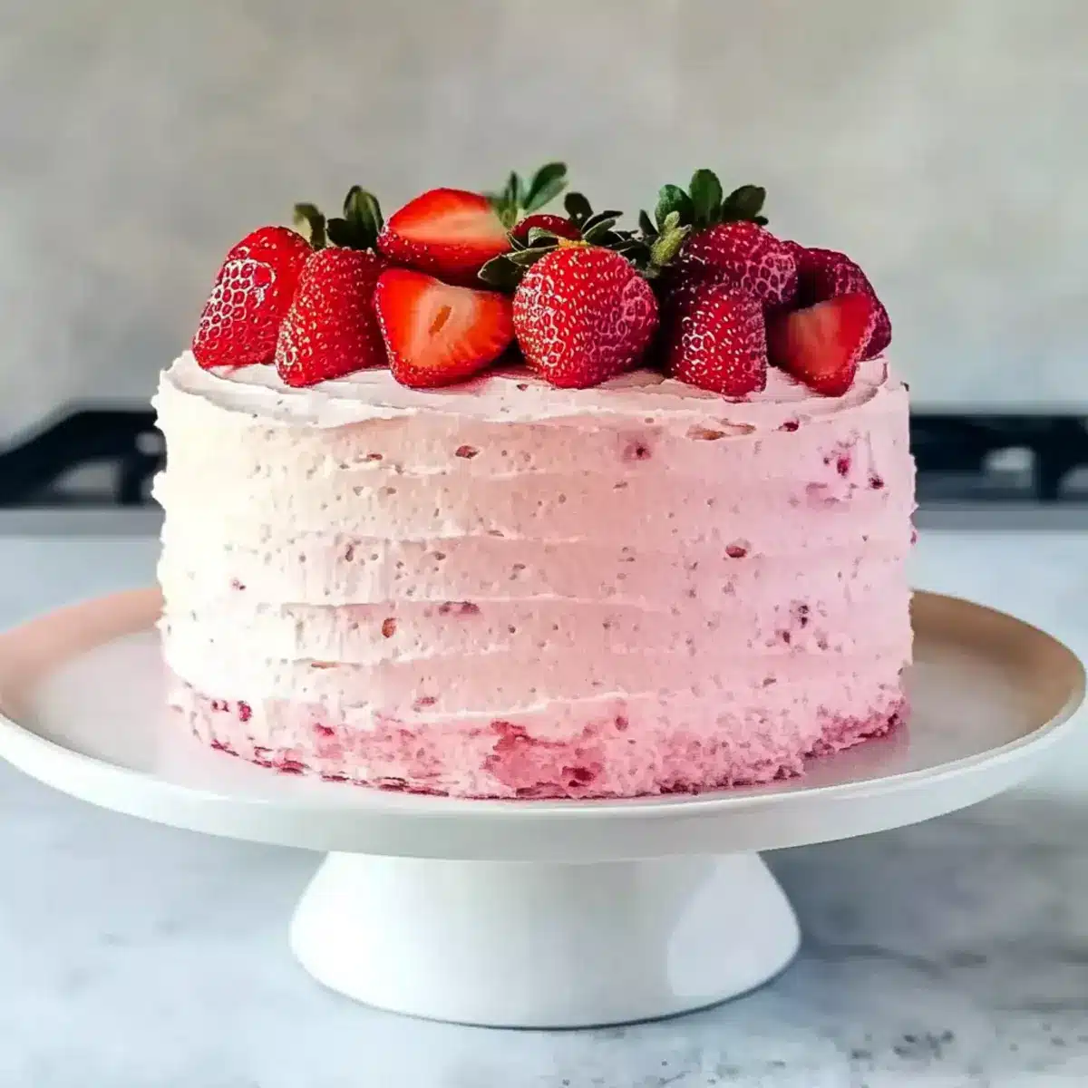 Mother's Day Strawberry Layer Cake with Strawberry Frosting