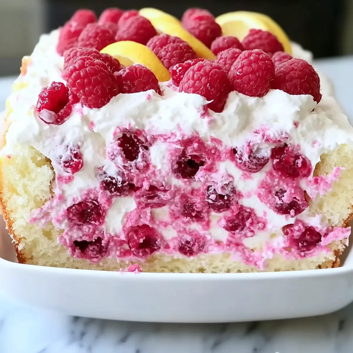 Raspberry Cream Angel Food Cake