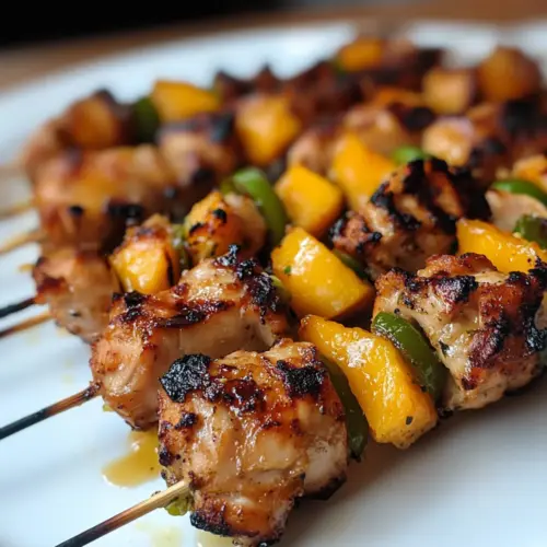 Sweet & Spicy Jalapeno Peach Chicken Skewers
