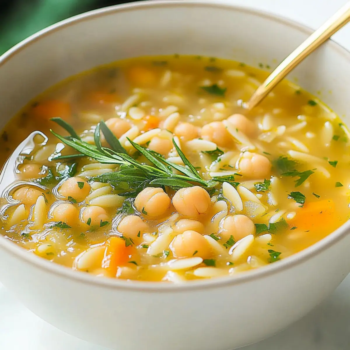 Orzo Lemon Soup with Chickpeas