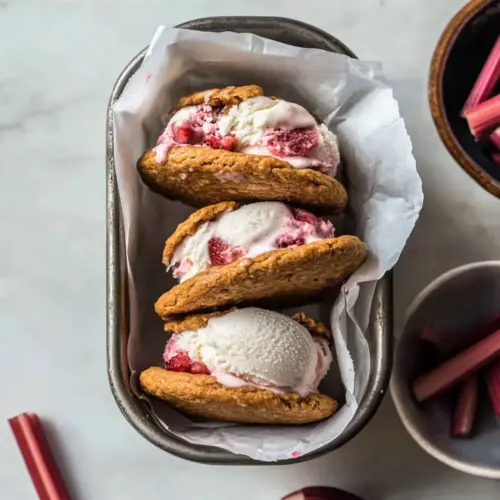 Rhubarb Strawberry Ice Cream Sandwiches