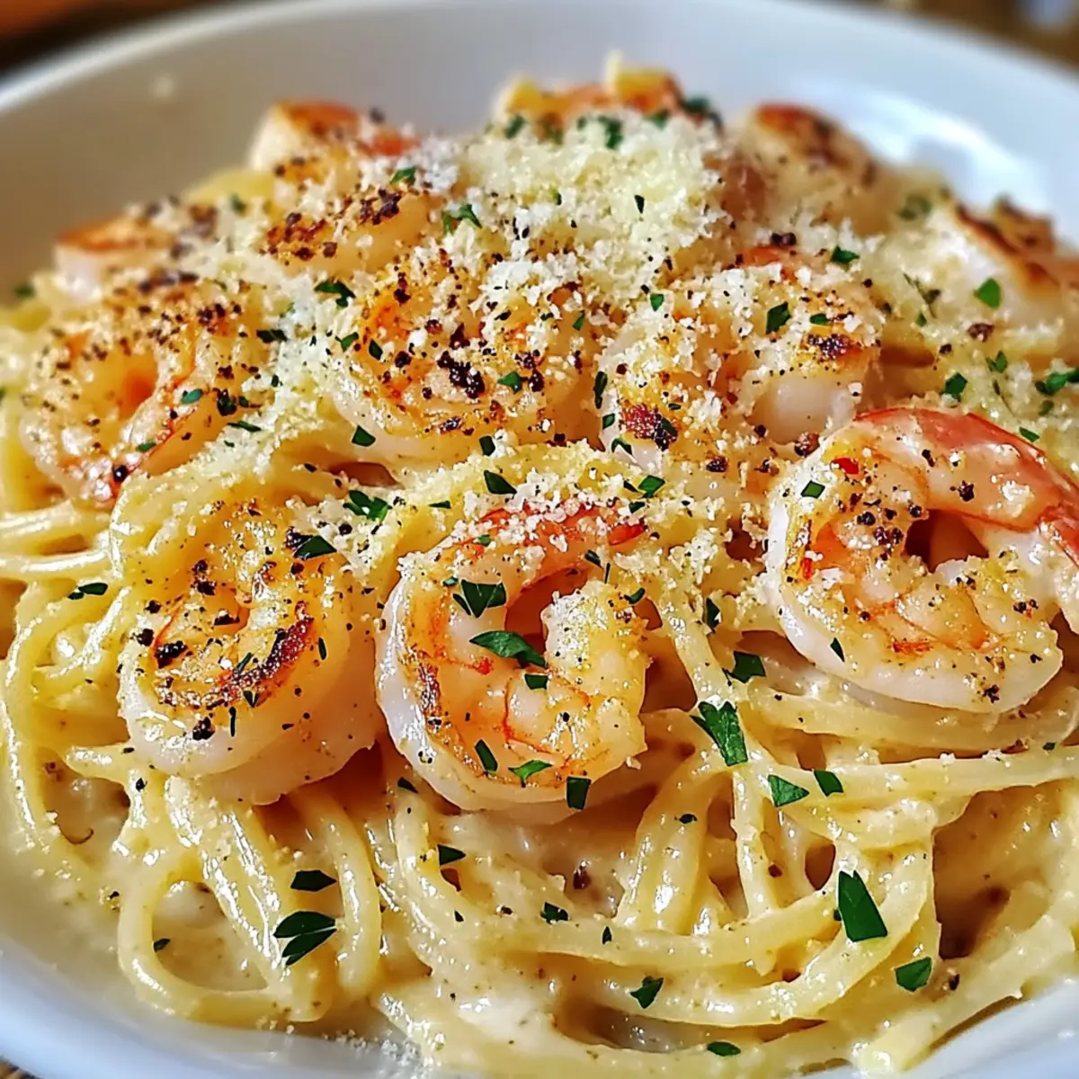 Shrimp Scampi Garlic Cream Pasta
