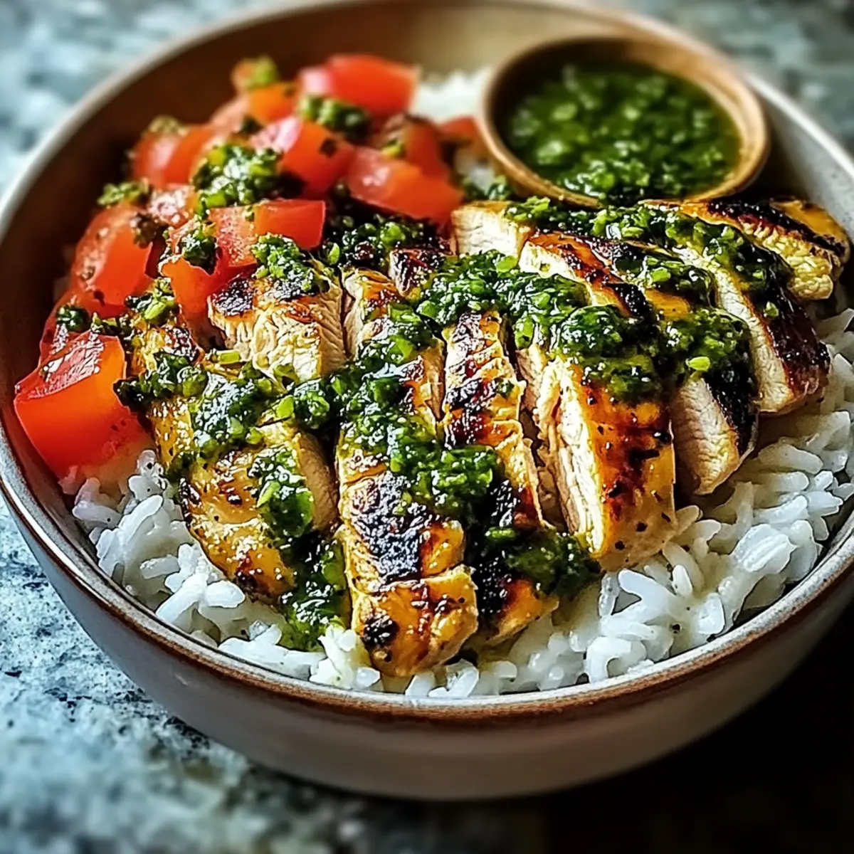 Chimichurri Chicken Bowls with Garlic Sauce