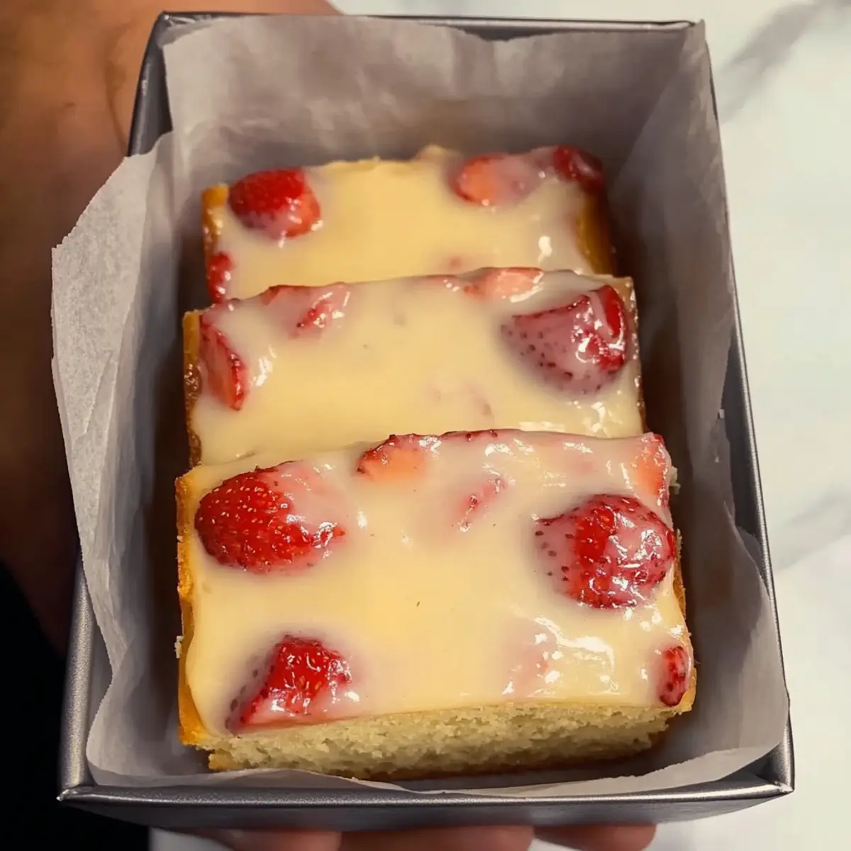 Fresh Strawberry Bread with Sweet Vanilla Glaze