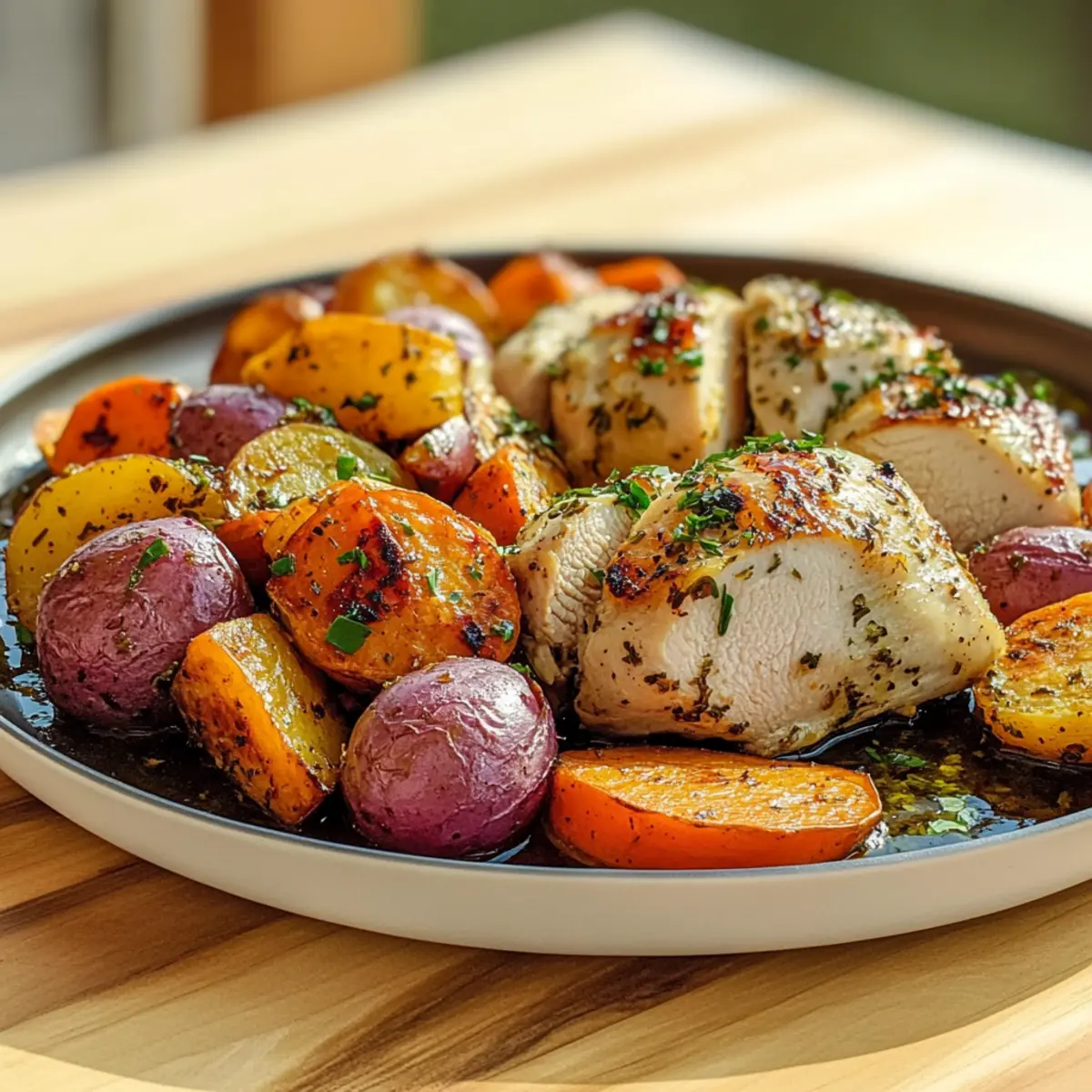 One Pan Herb Roasted Vegetables & Chicken