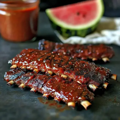 Grilled Ribs with Watermelon BBQ Sauce
