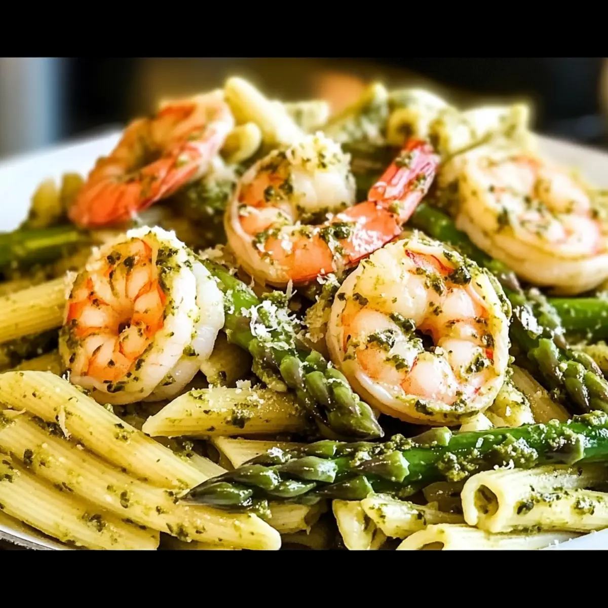 Pesto Shrimp Asparagus Pasta