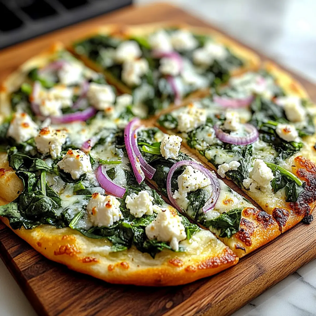 Spinach Feta Flatbread Pizza