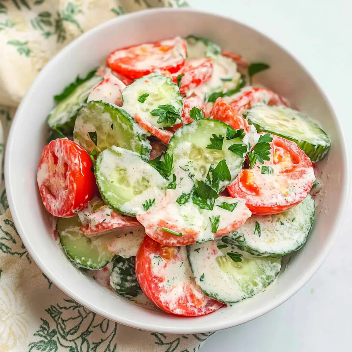 Creamy Cucumber and Tomato Salad