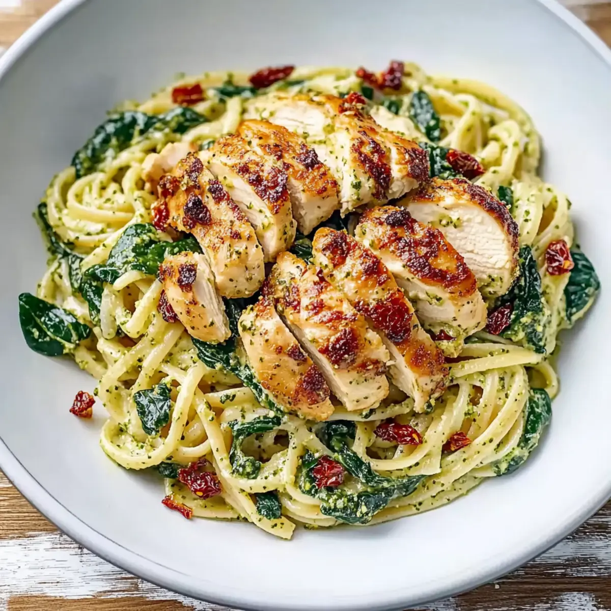 Creamy Chicken Pesto Pasta with Spinach