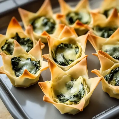 Baked Spinach Artichoke Wonton Cups