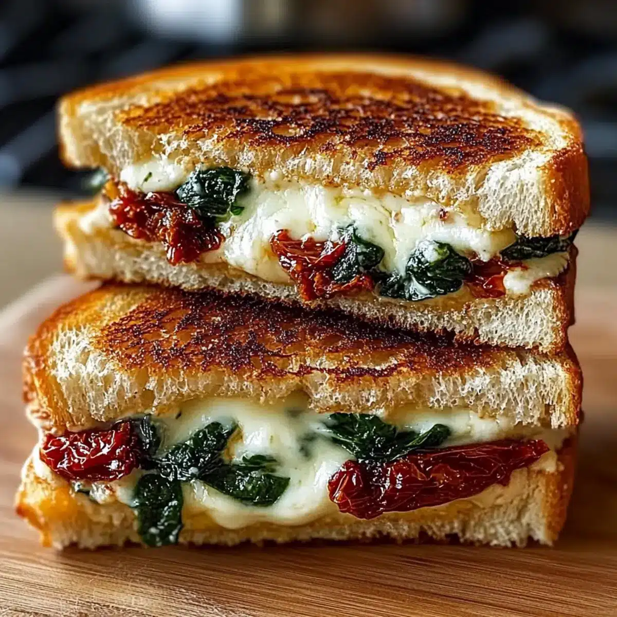 picnic idea Sun-Dried Tomato, Spinach, and Ricotta Grilled Cheese
